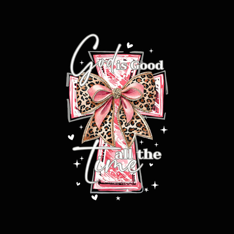 God Is Good, Pink Cross - DTF Transfer