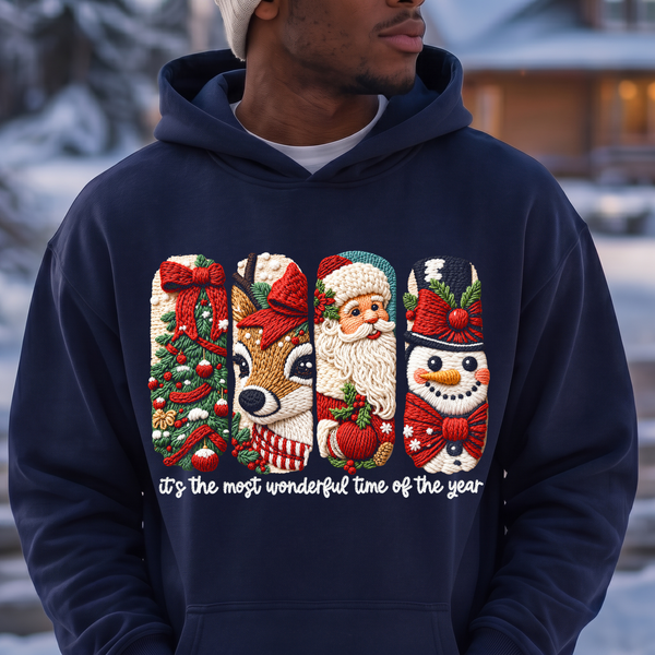 3D Embroidered Yarn Panel Christmas - DTF Transfer