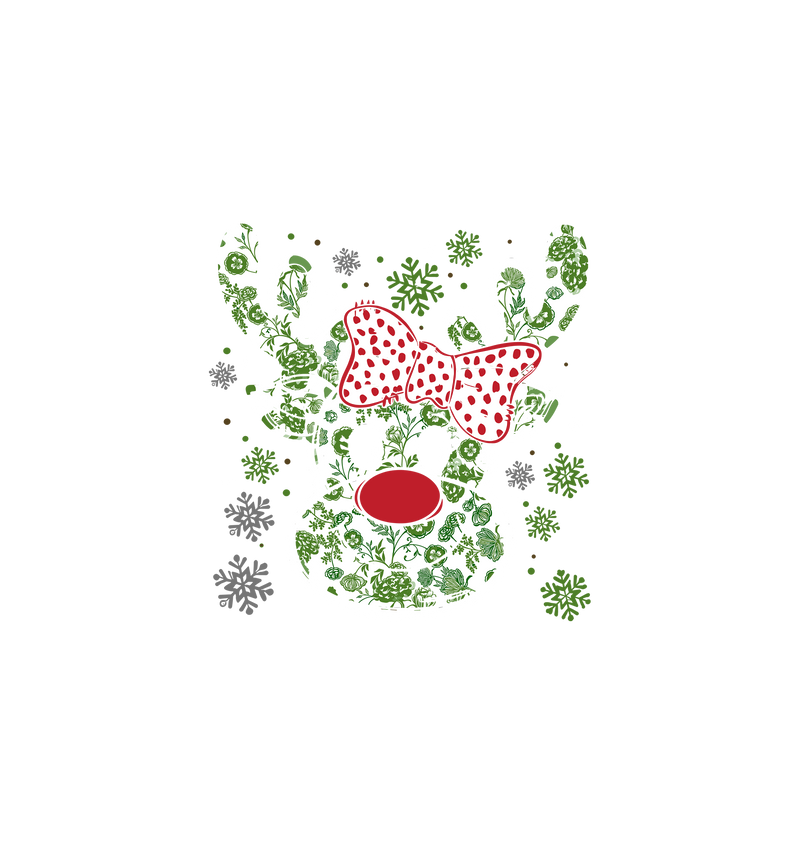 Polka Dot Bow & Snowflake Rudolph - DTF Transfer