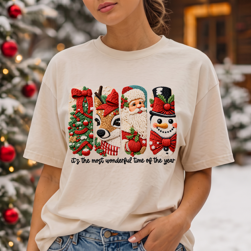 3D Embroidered Yarn Panel Christmas - DTF Transfer