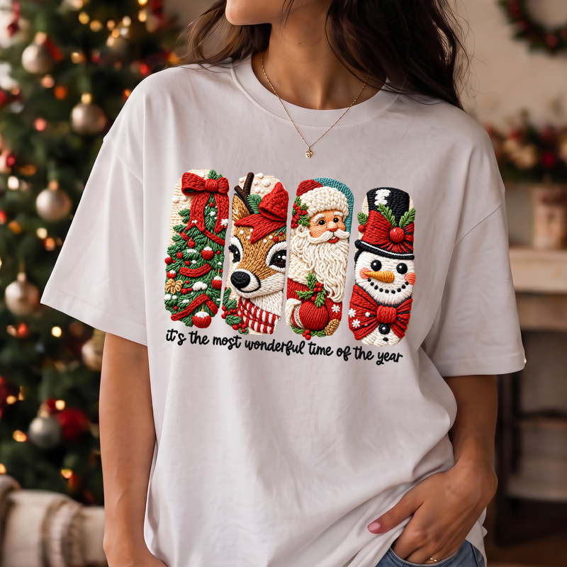 3D Embroidered Yarn Panel Christmas - DTF Transfer