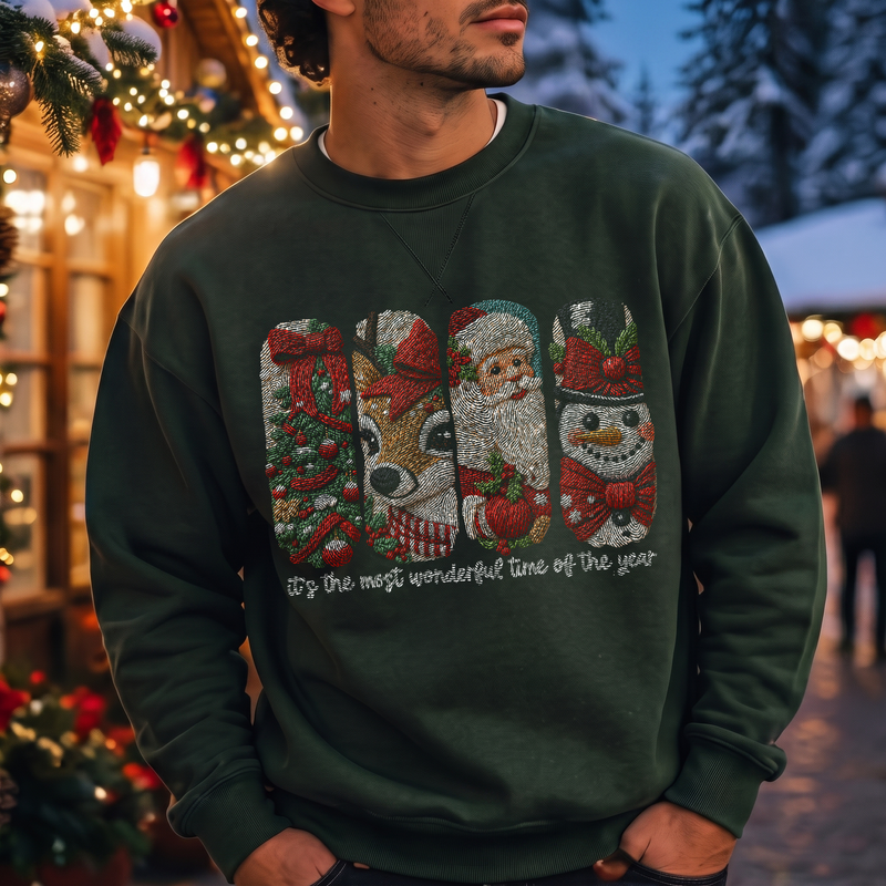 3D Embroidered Yarn Panel Christmas - DTF Transfer