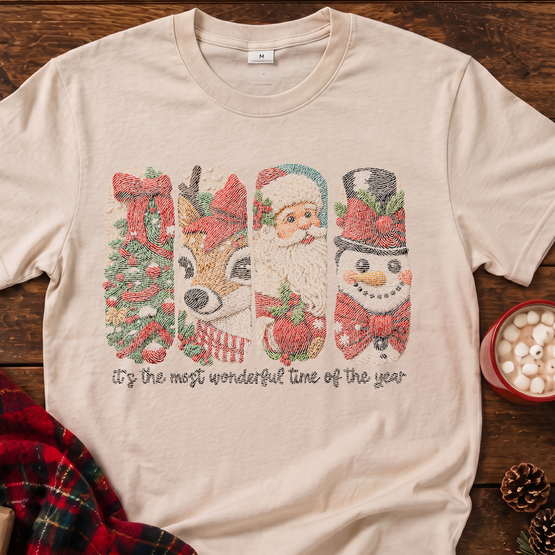 3D Embroidered Yarn Panel Christmas - DTF Transfer
