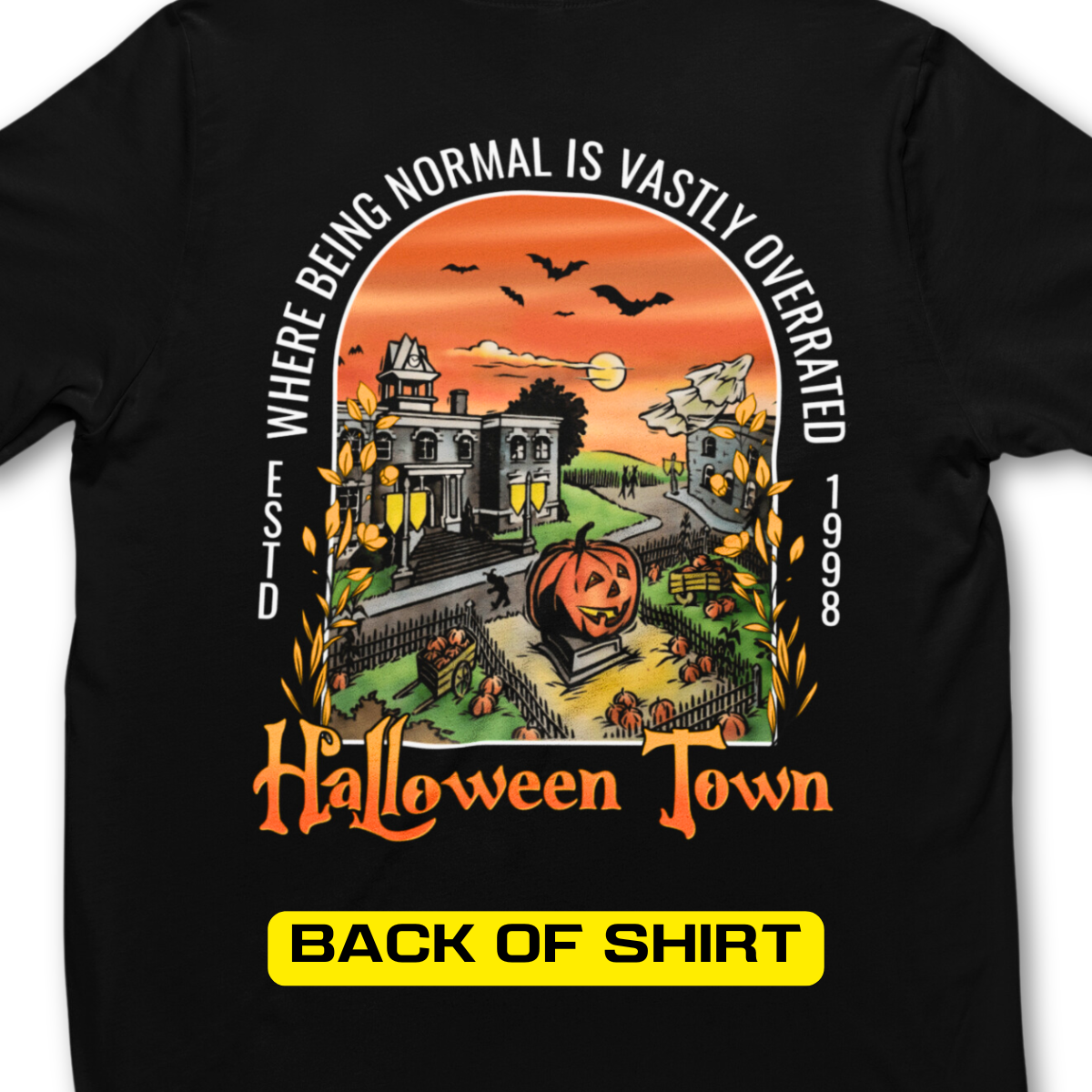 Halloween Town 2 Sided Shirt - Unisex Double Sided T-Shirt for Men or Women