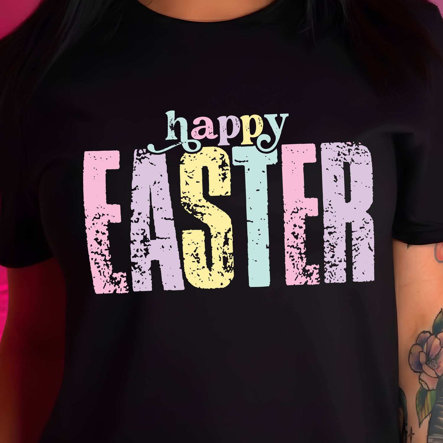Distressed Pastel Happy Easter - DTF Transfer