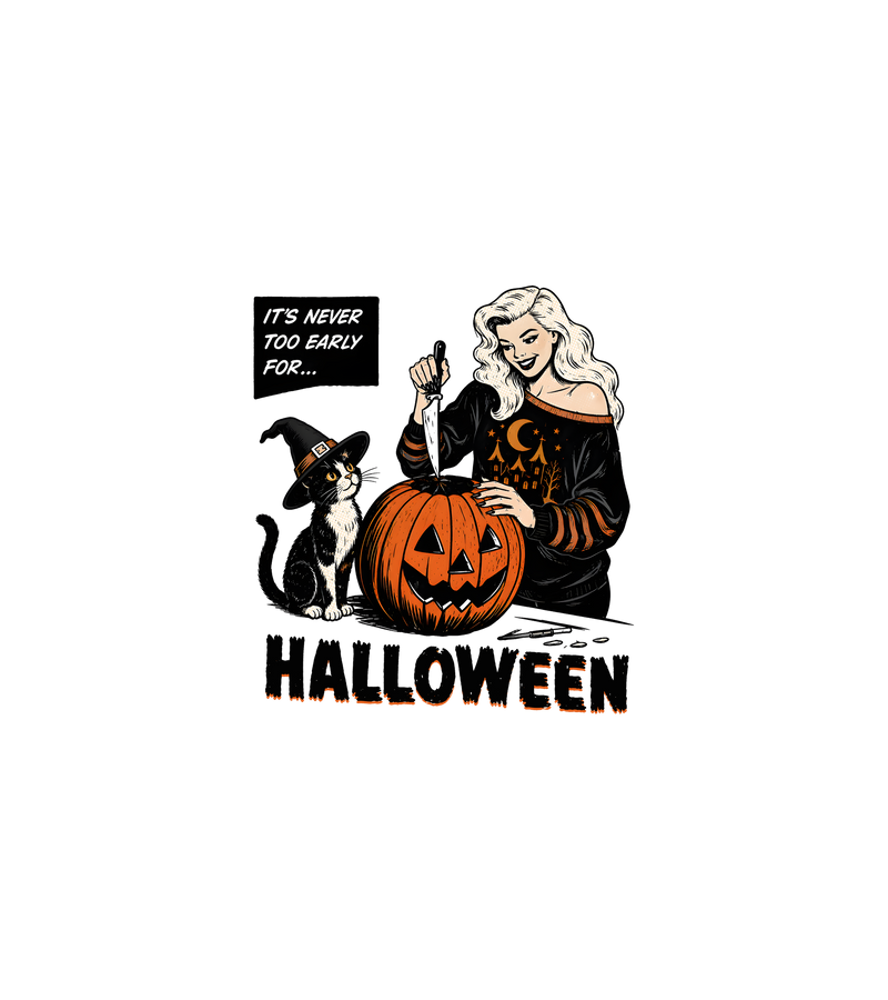 Never Too Early For Halloween Retro Comic - DTF Transfer