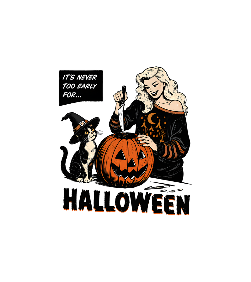 Never Too Early For Halloween Retro Comic - DTF Transfer