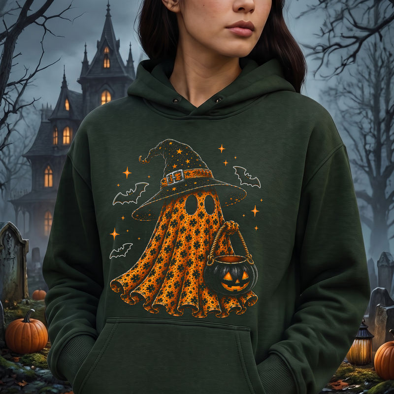 Floral Orange Sheet Ghost & Witch Hat - DTF Transfer