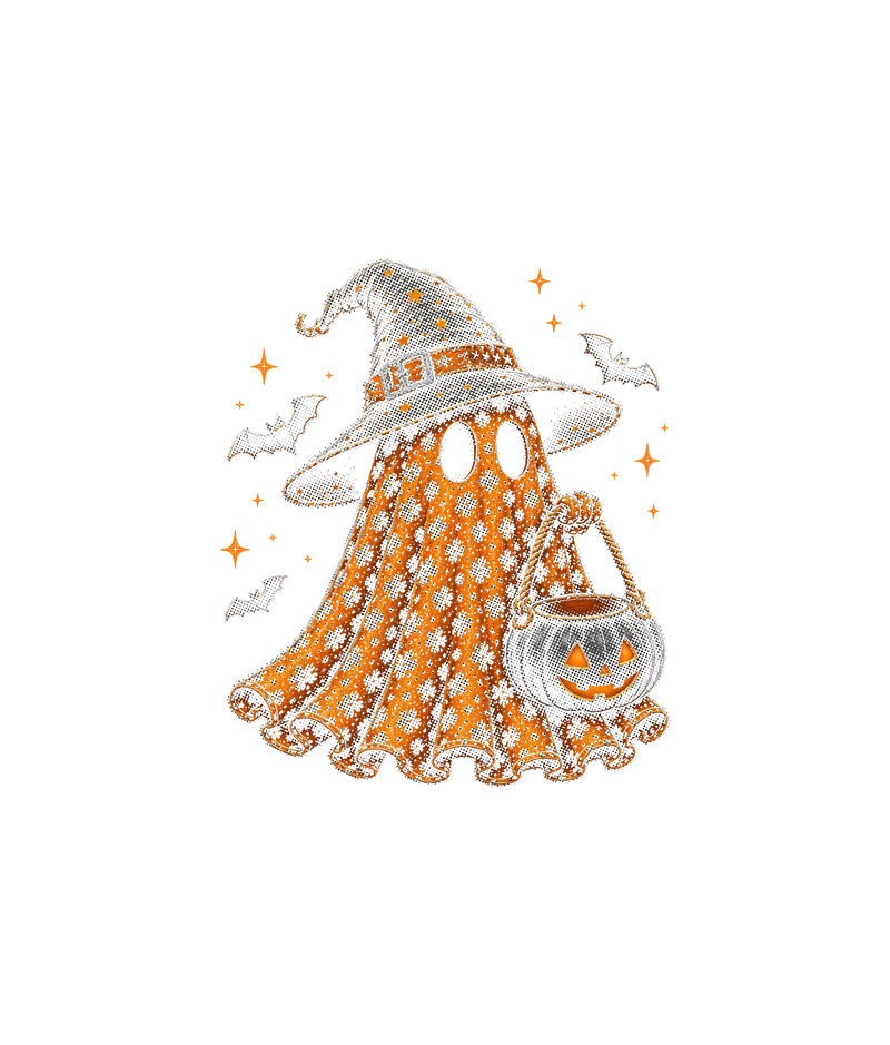 Floral Orange Sheet Ghost & Witch Hat - DTF Transfer