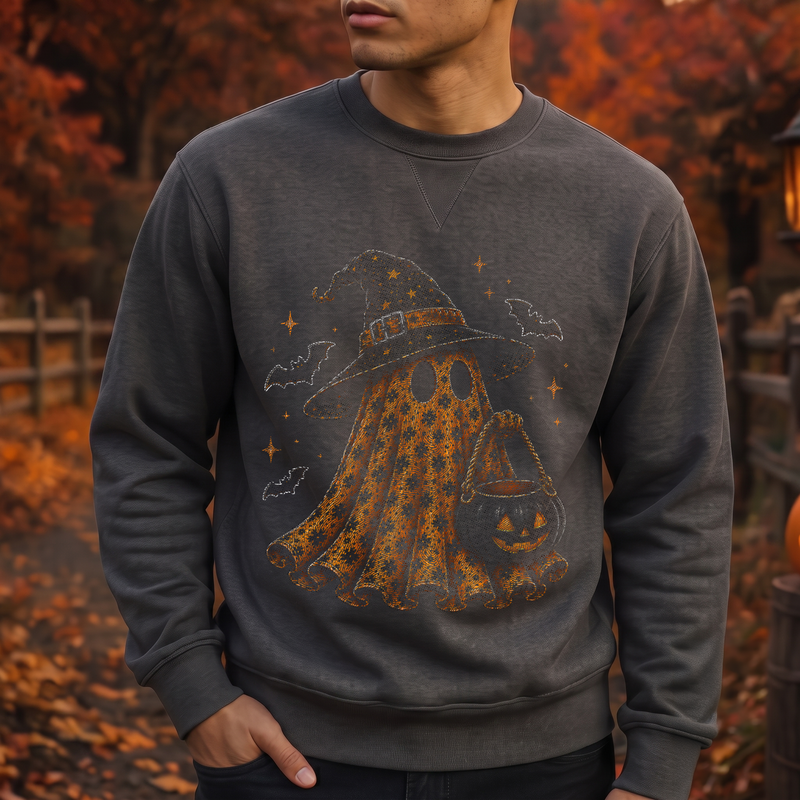 Floral Orange Sheet Ghost & Witch Hat - DTF Transfer
