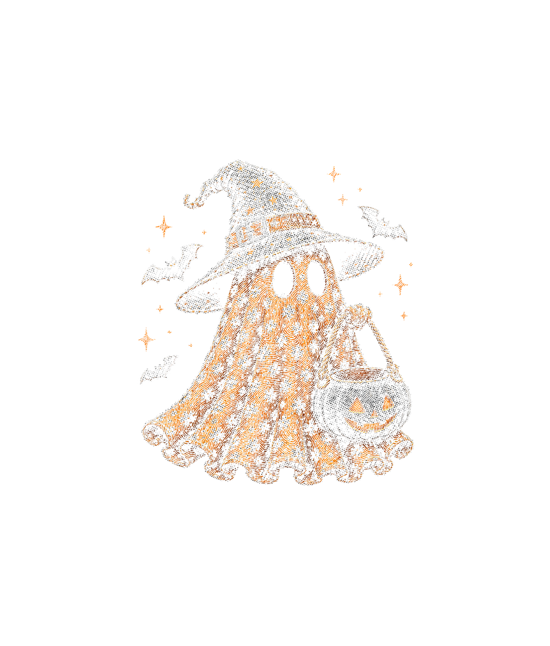 Floral Orange Sheet Ghost & Witch Hat - DTF Transfer