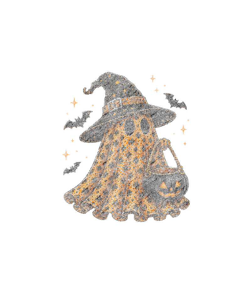 Floral Orange Sheet Ghost & Witch Hat - DTF Transfer
