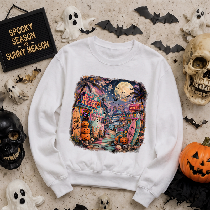 Haunted Beach Arcade Vintage Summerween - DTF Transfer