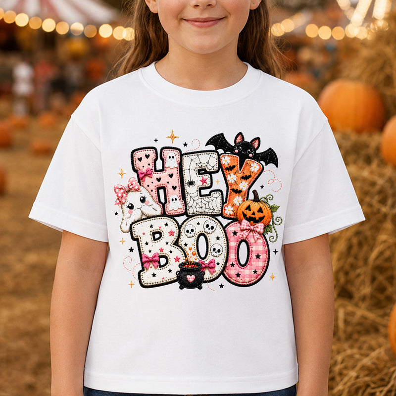 Faux Patchwork - Hey Boo Halloween - DTF Transfer