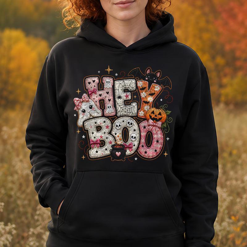 Faux Patchwork - Hey Boo Halloween - DTF Transfer