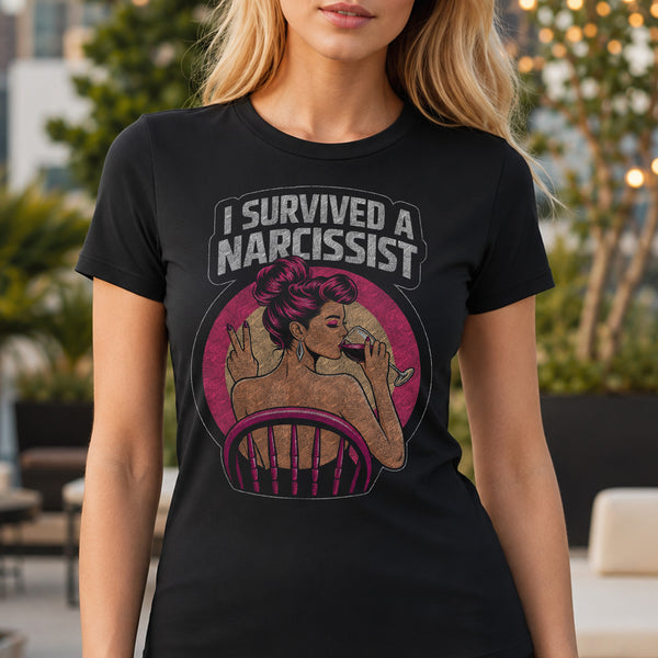 I Survived A Narcissist: Pop Art Wine & Peace Sign - DTF Transfer