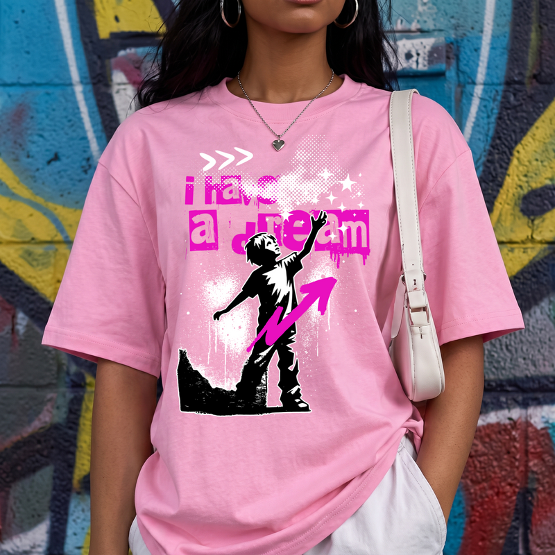 I Have A Dream Y2K Graffiti Stencil & Neon Pink Arrow Streetwear - DTF Transfer