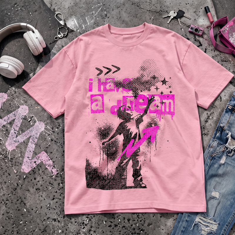 I Have A Dream Y2K Graffiti Stencil & Neon Pink Arrow Streetwear - DTF Transfer
