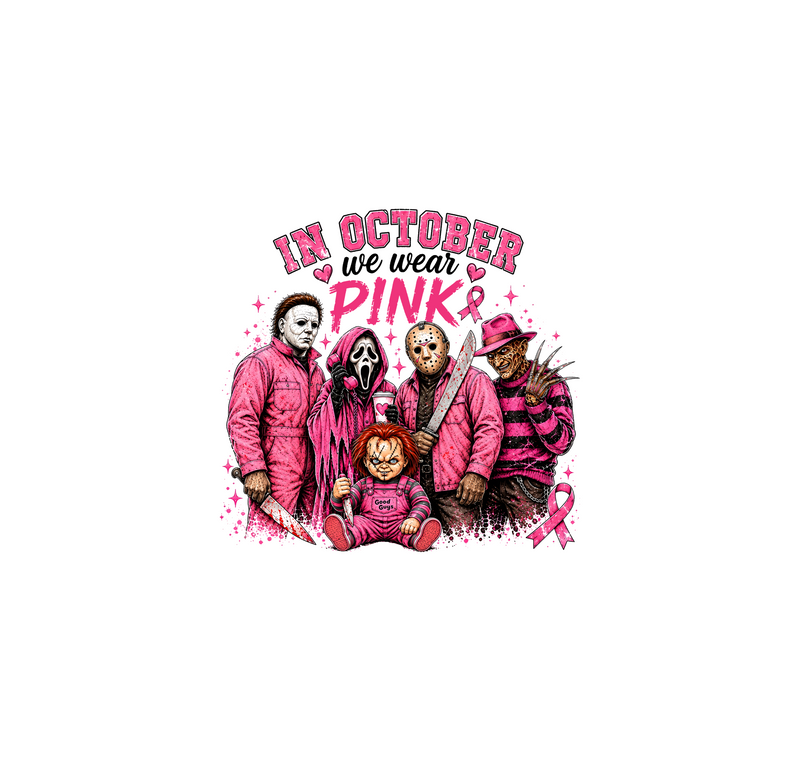 Horror Movie Breast Cancer Awareness DTF Transfer