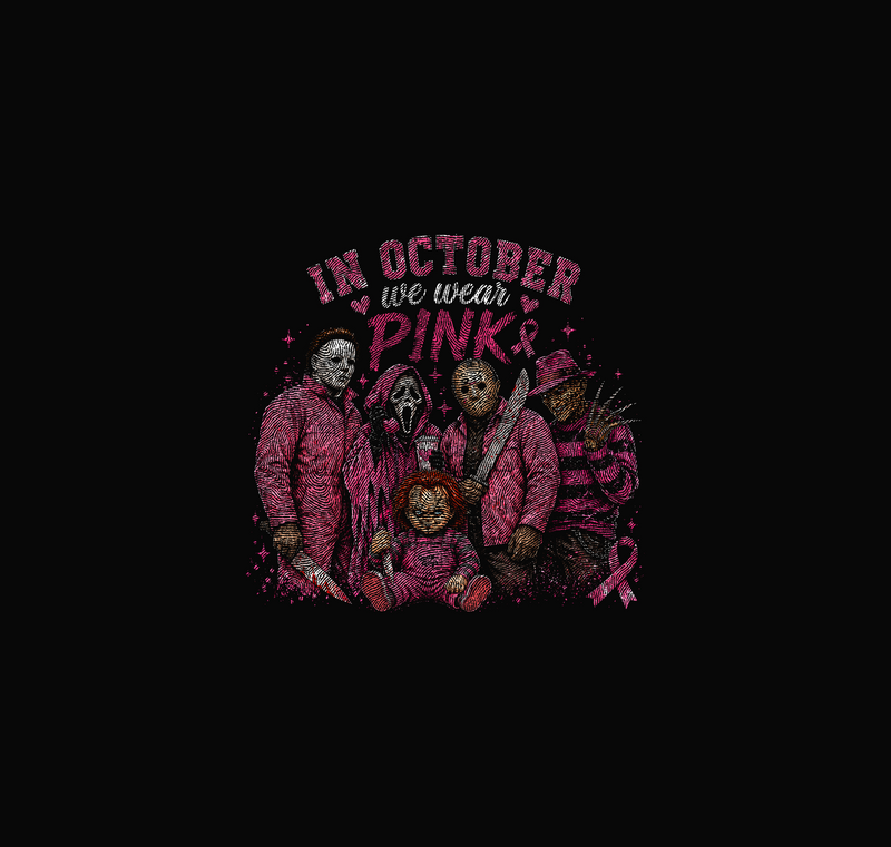 Horror Movie Breast Cancer Awareness DTF Transfer