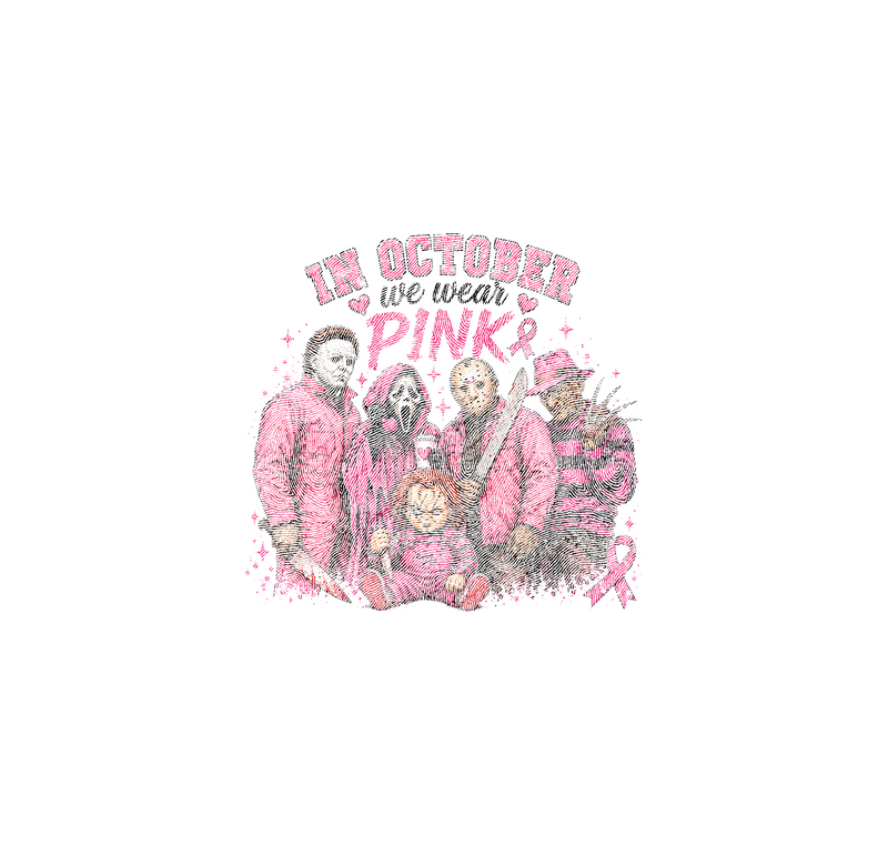 Horror Movie Breast Cancer Awareness DTF Transfer