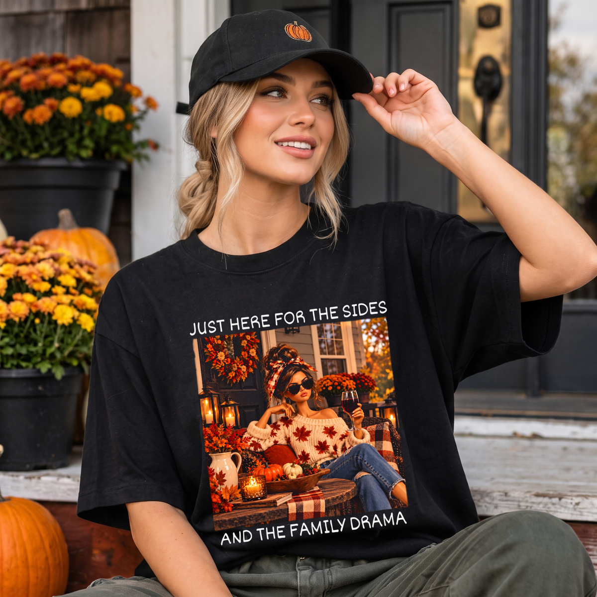 Just Here For The Sides And Family Drama Fall Doll - DTF Transfer