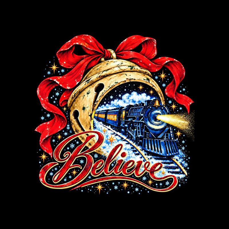Believe Christmas Train & Jingle Bell - DTF Transfer