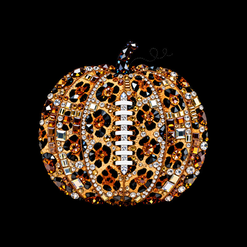 Faux Gemstone Leopard Football Pumpkin: Game Day - DTF Transfer