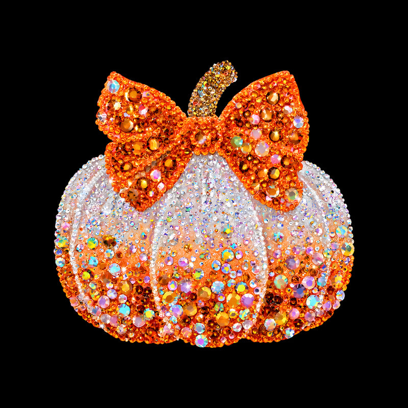 Faux Gemstone Pumpkin With Bow - DTF Transfer