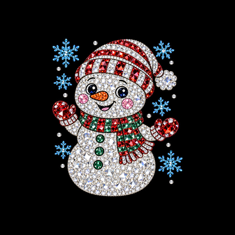 Gemstone Snowman: Beaded Rhinestone & Winter Wonderland - DTF Transfer