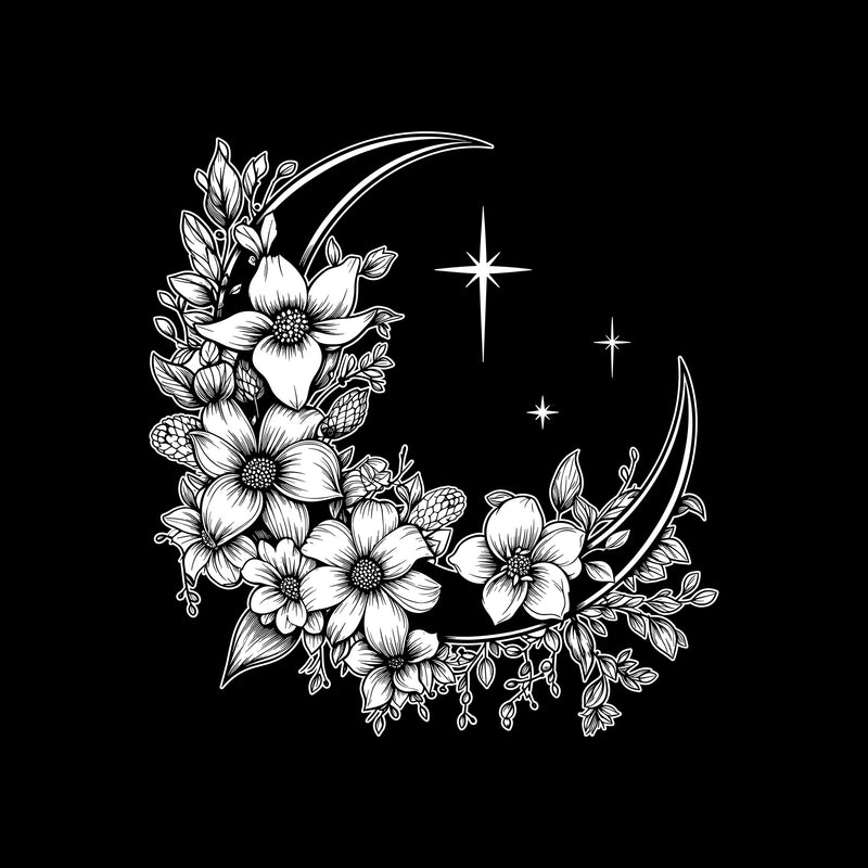 Botanical Crescent Moon - DTF Transfer