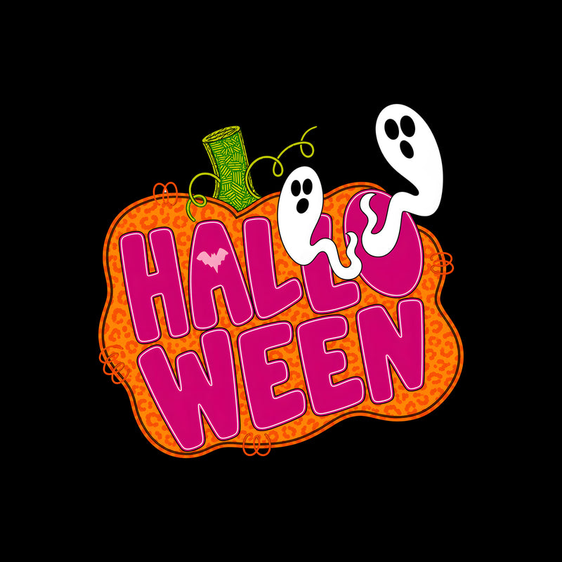 Pink Halloween Leopard Pumpkin & Ghosts - DTF Transfer