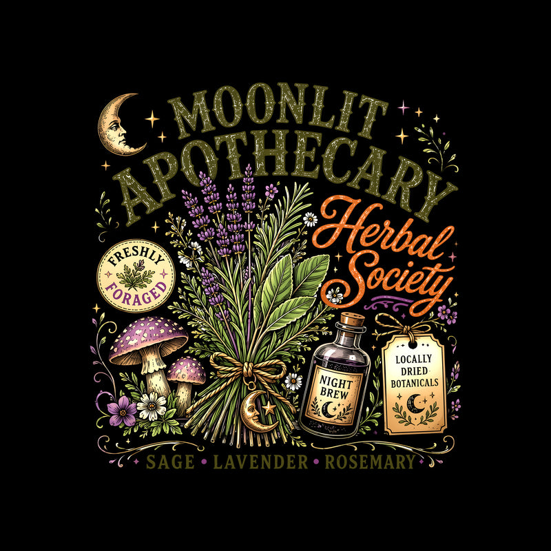 Moonlit Apothecary Herbal Society: Vintage Botanical DTF Transfer