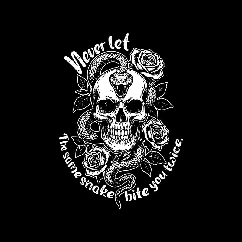 Never Let The Same Snake Bite You Twice: Traditional Tattoo Skull & Serpent - DTF Transfer