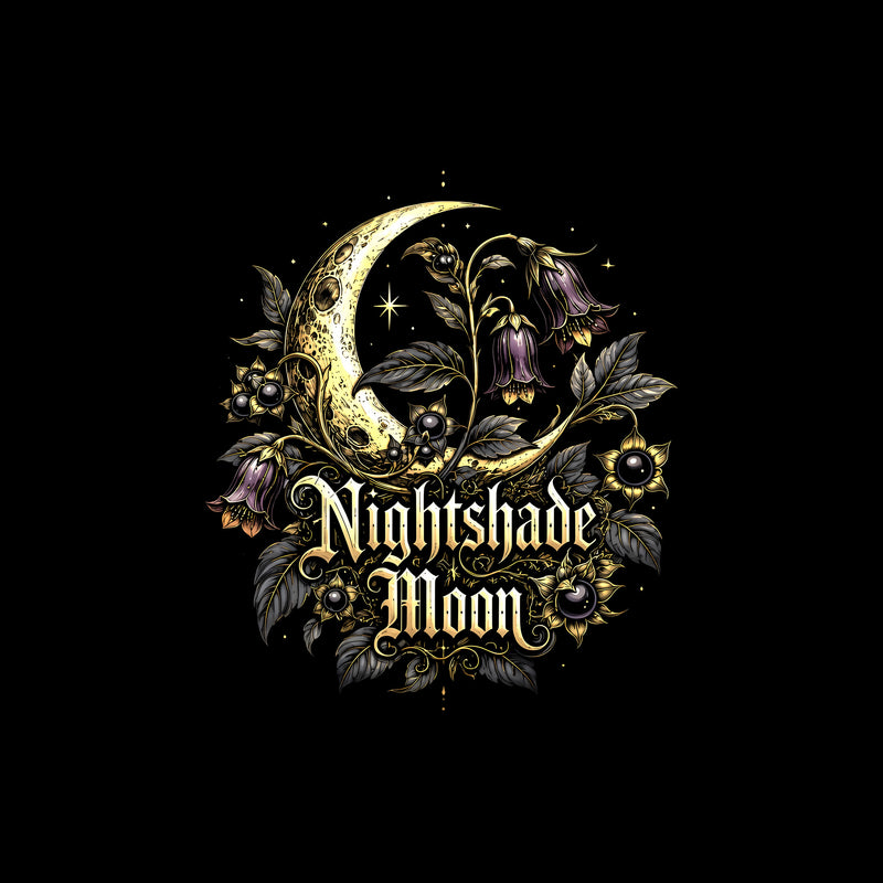 Nightshade Moon: Vintage Botanical Crescent Moon & Belladonna - DTF Transfer