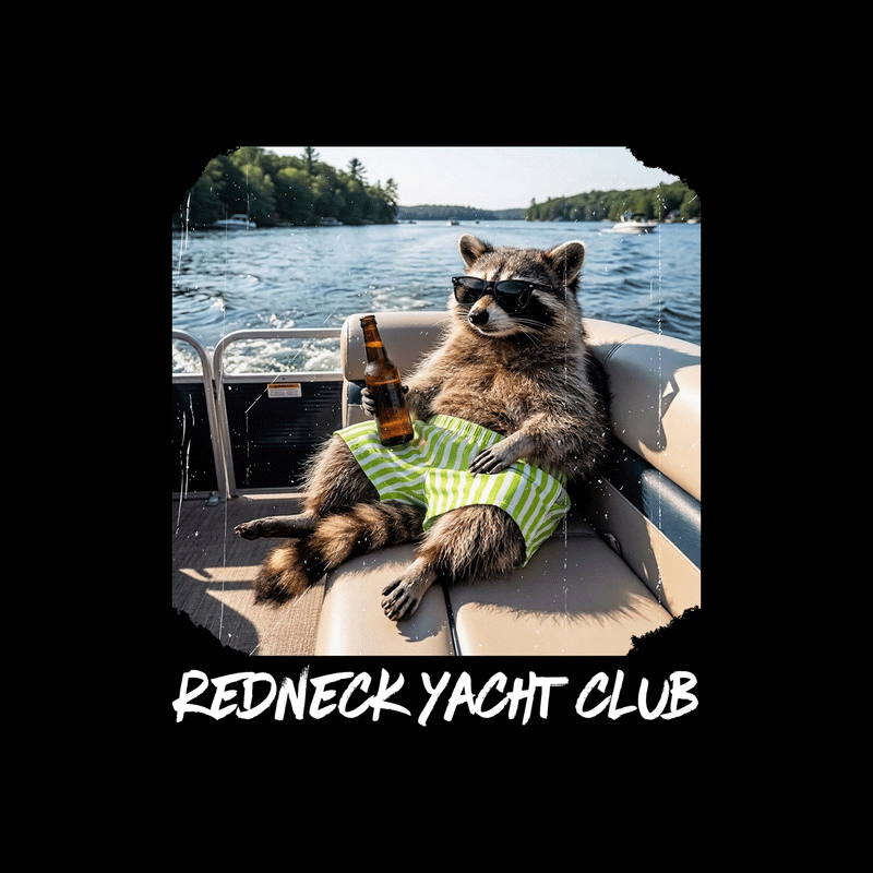 Redneck Yacht Club Pontoon Raccoon - DTF Transfer