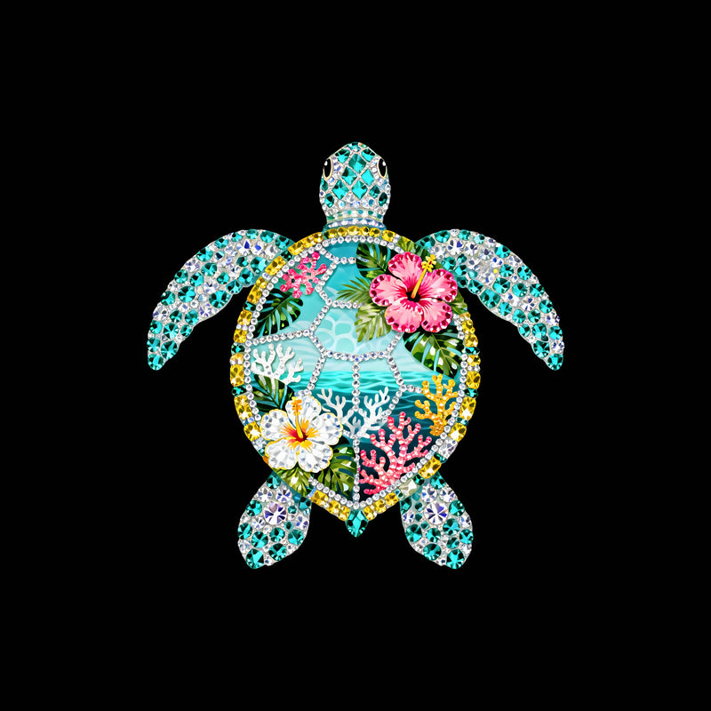 Faux Rhinestone Glimmering Sea Turtle - DTF Transfer