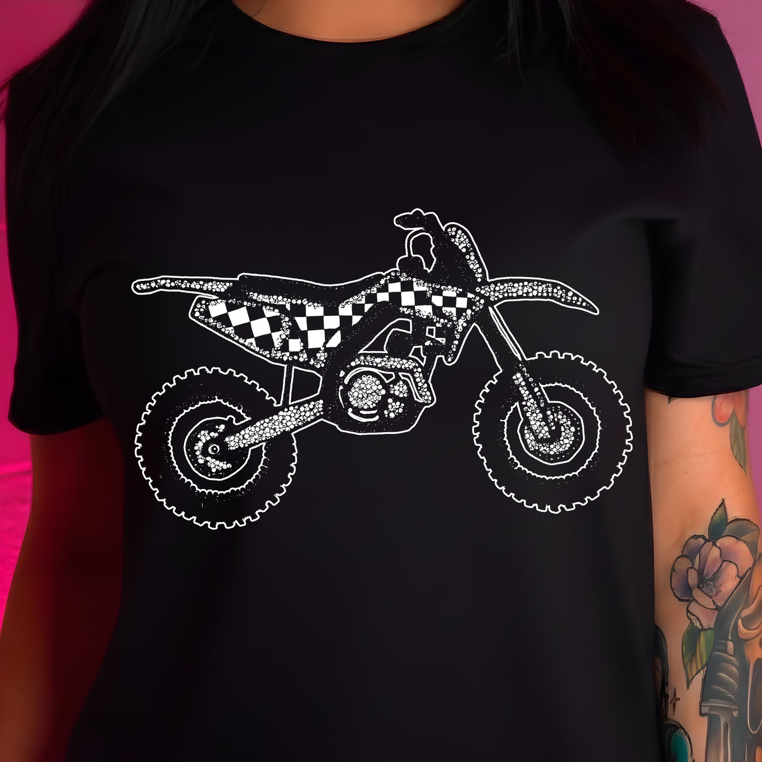 Faux Rhinestone Dirt Bike - DTF Transfer