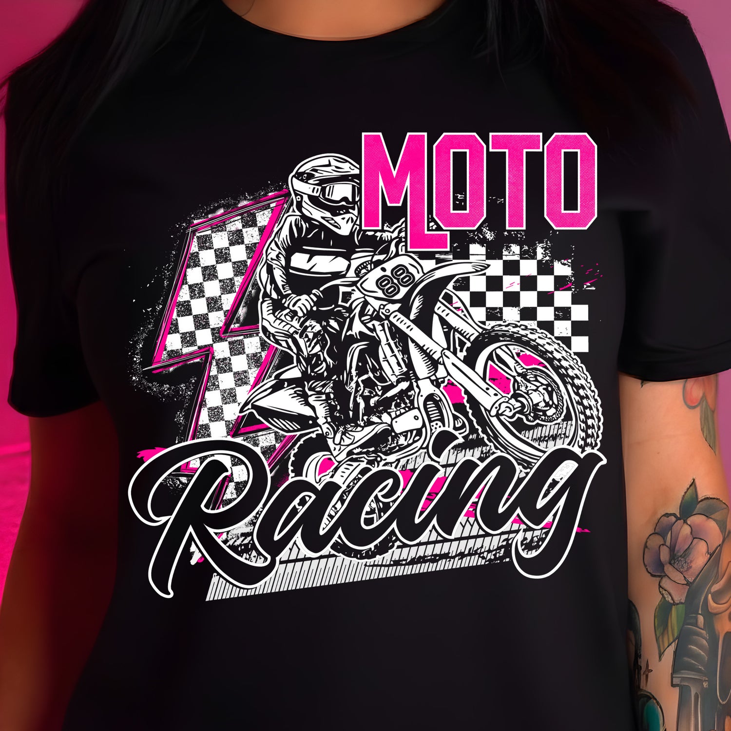 Electric Pink Moto Racing - DTF Transfer