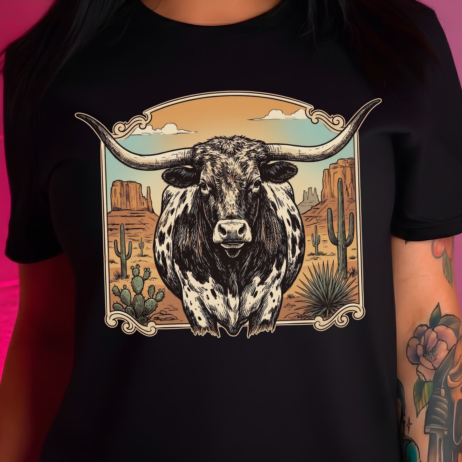 Monument Valley Longhorn - DTF Transfer