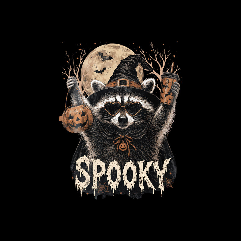Spooky Witch Raccoon & Iced Coffee - DTF Transfer