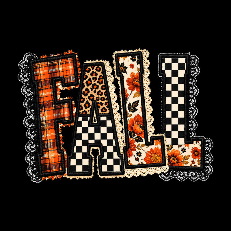 Faux Lace Patchwork Checkered Fall - DTF Transfer