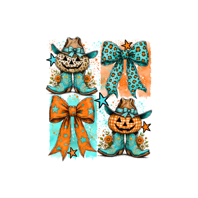 Fall Bows & Boots Western Collage - DTF Transfer