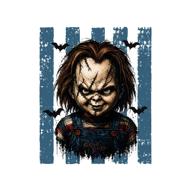 Striped With Bats - Chucky - DTF Transfer