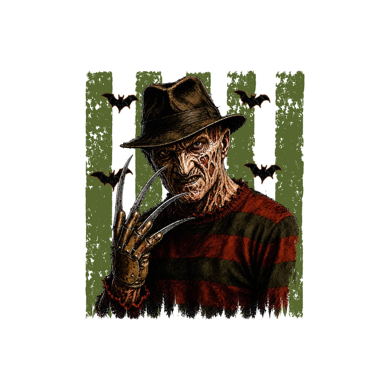 Striped With Bats: Freddy Krueger - DTF Transfer