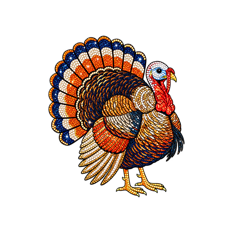 Faux Bedazzled Turkey: Shimmering Rhinestone Style Thanksgiving - DTF Transfer