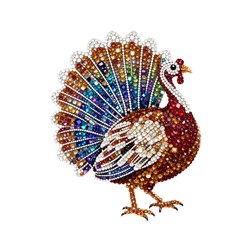 Faux Gemstone Turkey: Beaded Rhinestone & Autumn Glam Thanksgiving - DTF Transfer