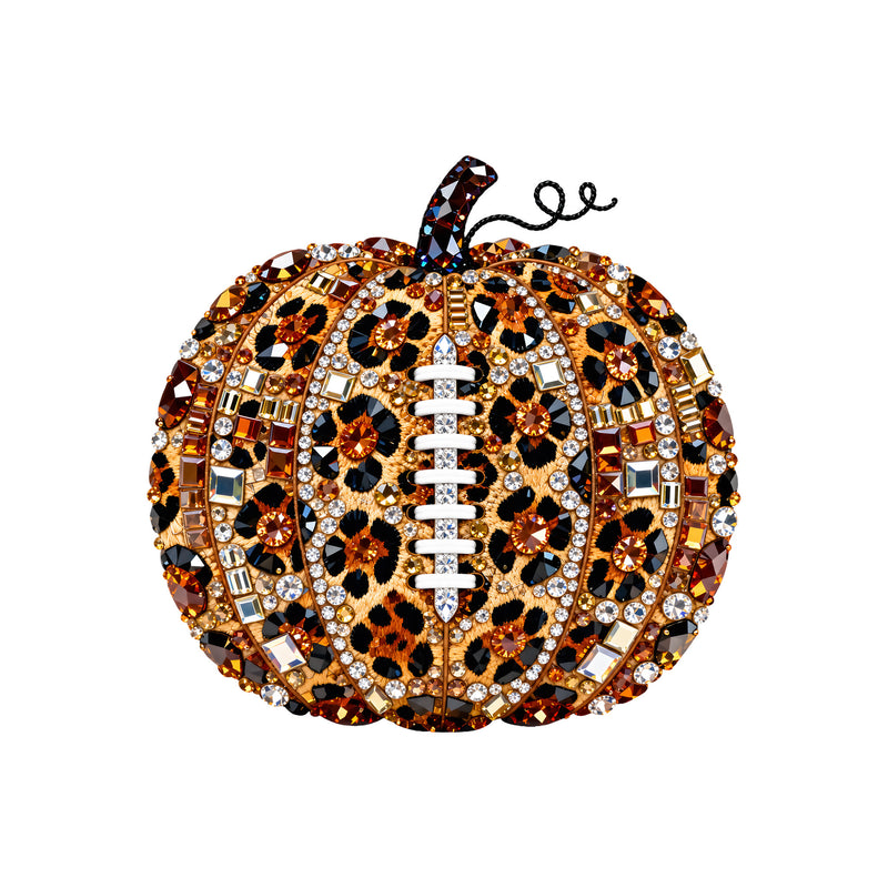 Faux Gemstone Leopard Football Pumpkin: Game Day - DTF Transfer