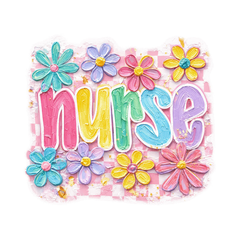 Faux Oil-Painted Floral Nurse - DTF Transfer