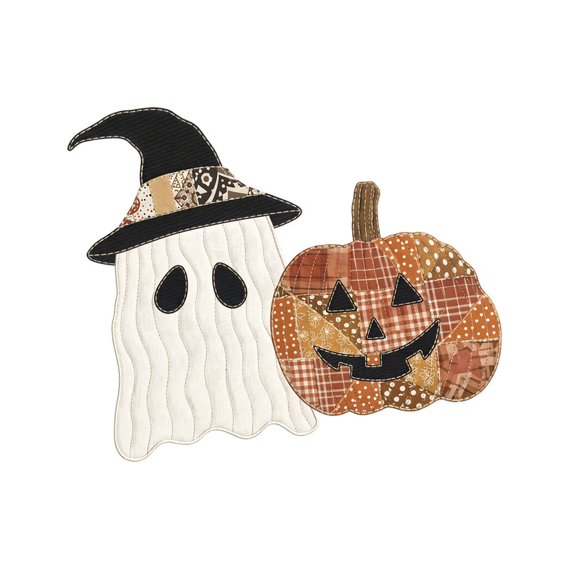 Faux Quilted Ghost & Patchwork Pumpkin - DTF Transfer